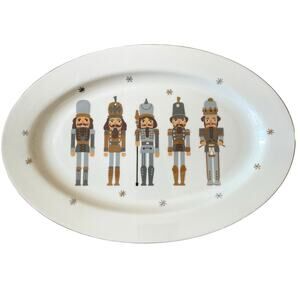 Christmas Nutcracker Soldier Serving Platter Tray 10x14 Oval Holiday New